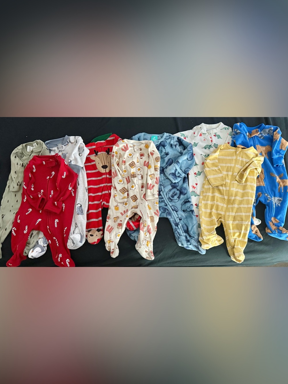 Baby Boy Footed PJs Sleepers 0-3 Months Lot 9pc